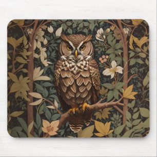 Majestic Great Horned Owl Forest Mouse Mat