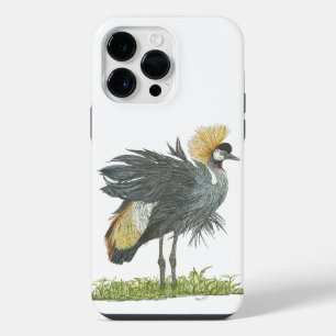 Majestic Grey Crowned Crane Water Colours iPhone 14 Pro Max Case