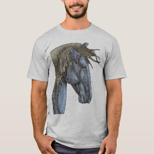 Majestic Grey Horse with Flowing Mane T-Shirt