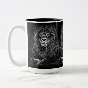 Majestic Grey Lions Two-Tone Coffee Mug
