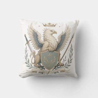 Majestic Griffin Crest Heraldic Emblem Cushion