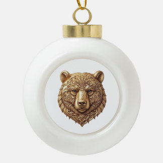 Majestic Grizzly Bear Ceramic Christmas Ornament, Ceramic Ball Christmas Ornament