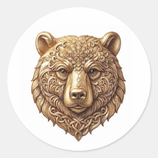 Majestic Grizzly Bear Sticker, Regal Wildlife Deca Classic Round Sticker