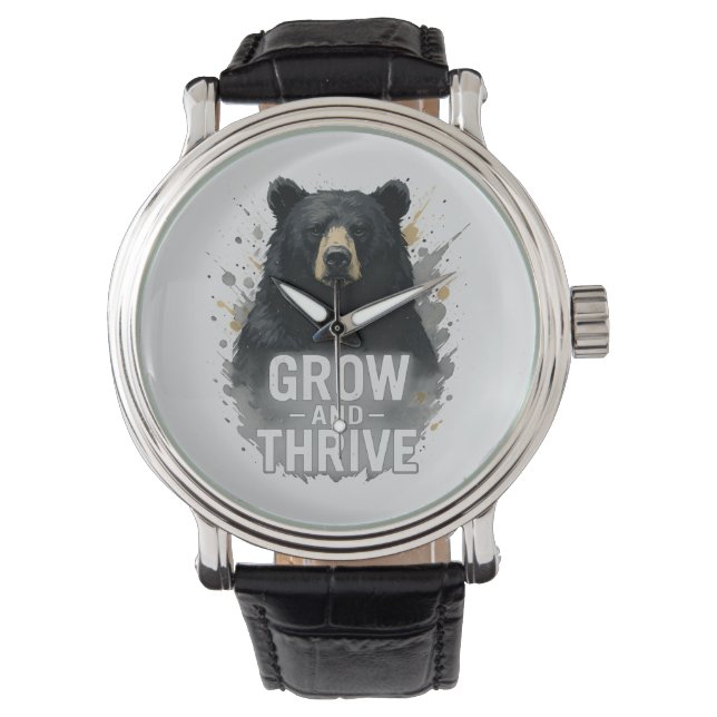 Majestic Growth Black Bear Art   Watch (Front)