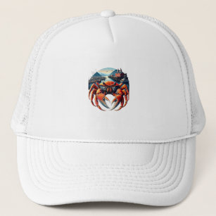 Majestic Harbour Sentinel A Vibrant Crab  Trucker Hat