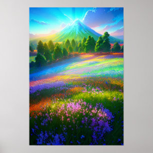 Majestic Harmony, Stunning Flower Rainbow Poster