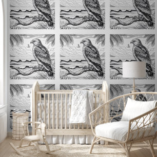 Majestic Hawk Over Ocean View Colouring Wallpaper