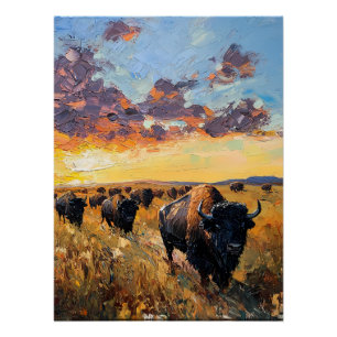 Majestic Herd: Buffalo on the Prairie Poster