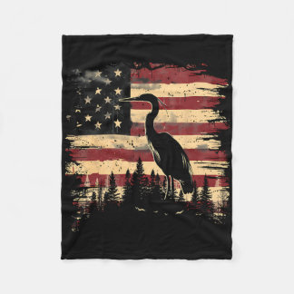 Majestic Heron 4th Of July American Flag Nature Sc Fleece Blanket