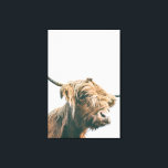 Majestic Highland cow portrait Canvas Print<br><div class="desc">Portrait photograph of a majestic orange brown highland cattle on a foggy day with white background.</div>