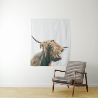 Majestic Highland cow portrait Tapestry