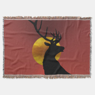 Majestic Horned Deer in Golden Sunlight Throw Blanket