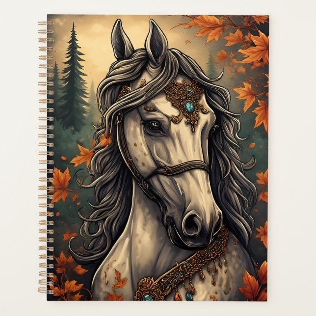 Majestic Horse Adorned With Golden Bejeweled Planner (Front)