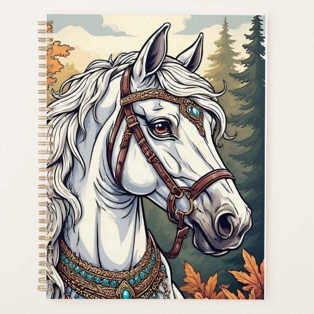 Majestic Horse Adorned With Golden Bejeweled Planner (Front)