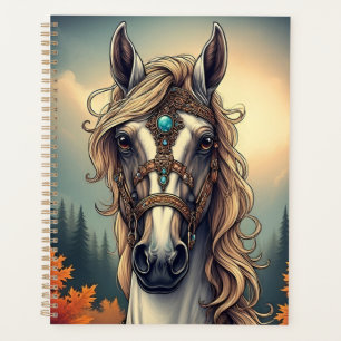 Majestic Horse Adorned With Golden Bejeweled Planner