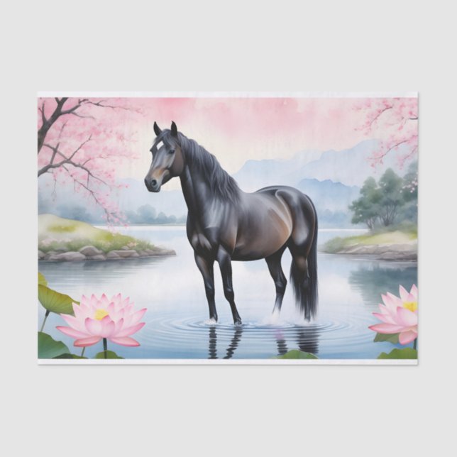 Majestic horse and beauty of lotus tissue paper (Front)