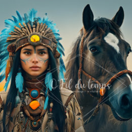  Majestic Horse And Young Native Woman Tissue Paper