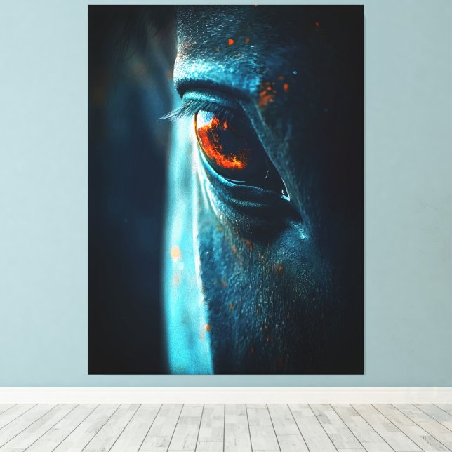 Majestic Horse Eye  – Dramatic Close-Up Reflection Canvas Print (Insitu(Wood Floor))