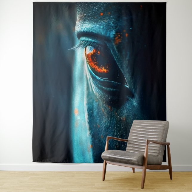 Majestic Horse Eye  – Dramatic Close-Up Reflection Tapestry (In Situ)