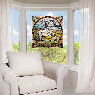 Majestic Horse Faux Stained Glass Window Cling