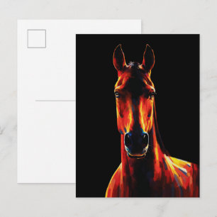 Majestic Horse Fiery Silhouette Dramatic Portrait Postcard
