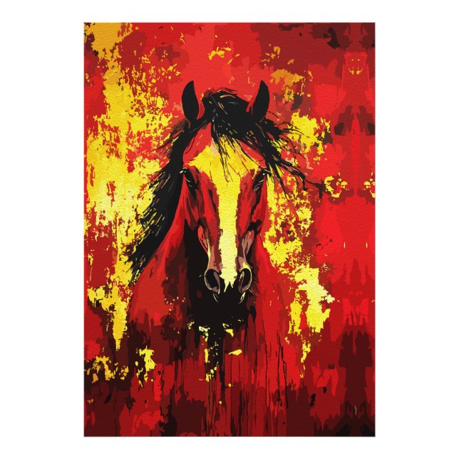 Majestic Horse – Fiery Spirit in Gold and Red Photo Print (Front)