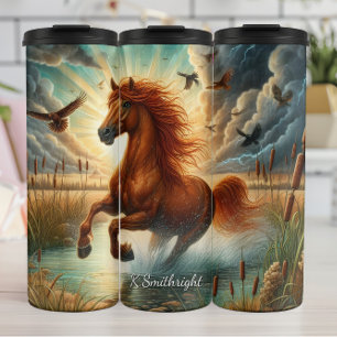 Majestic Horse Galloping Water Sunlight Thermal Tumbler