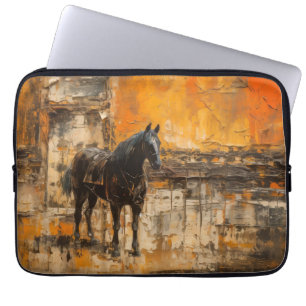 Majestic Horse in Abstract Sunset Laptop Sleeve