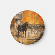 Majestic Horse in Abstract Sunset