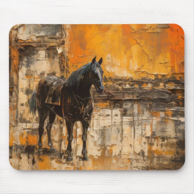 Majestic Horse in Abstract Sunset Mouse Mat (Front)