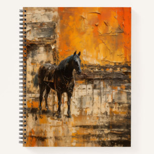 Majestic Horse in Abstract Sunset Notebook