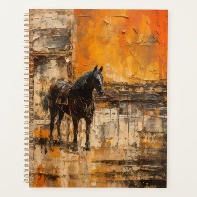 Majestic Horse in Abstract Sunset Planner (Front)