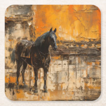 Majestic Horse in Abstract Sunset