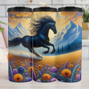 Majestic Horse Meadow Mountain Fantasy Thermal Tumbler