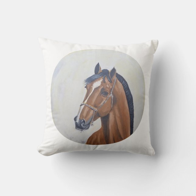 Majestic Horse Portrait T-Shirt Cushion (Front)