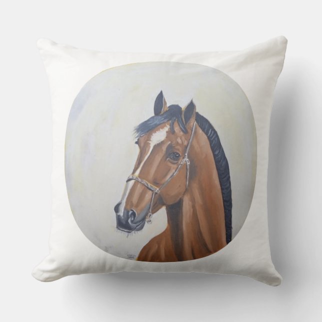 Majestic Horse Portrait T-Shirt Cushion (Front)
