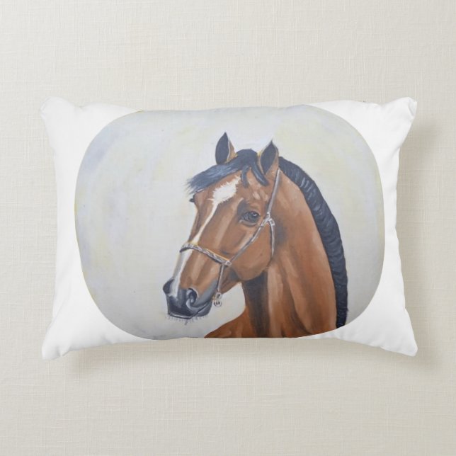 Majestic Horse Portrait T-Shirt Decorative Cushion (Front)