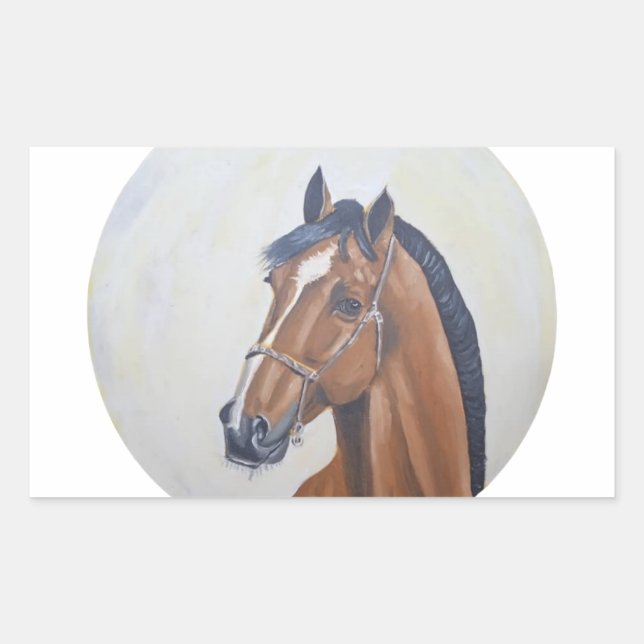 Majestic Horse Portrait T-Shirt Rectangular Sticker (Front)