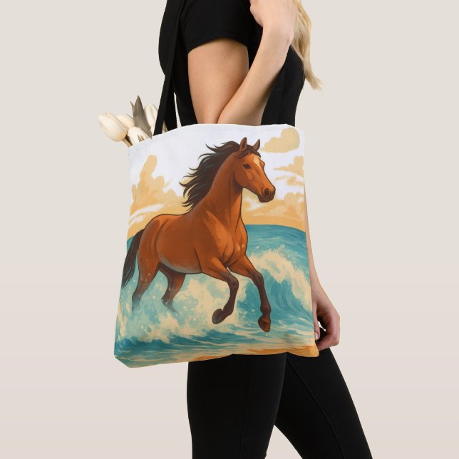Majestic Horse Rising from the Sea Power and Free Tote Bag (Close Up)