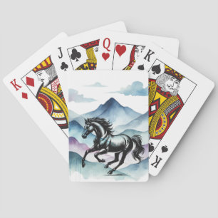 Majestic Horse & Watercolor Mountain Playing Cards