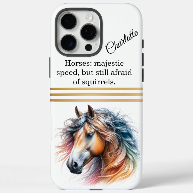 Majestic horse with colourful mane. Generative AI Case-Mate iPhone Case (Back)