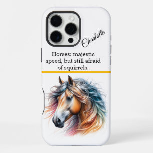 Majestic horse with colourful mane. Generative AI iPhone 16 Pro Max Case