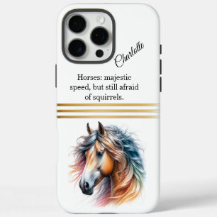 Majestic horse with colourful mane. Generative AI iPhone 16 Pro Max Case