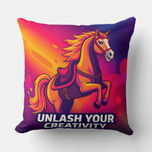 Majestic Horse with Inspirational Digital Art Cushion
