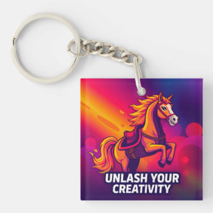 Majestic Horse with Inspirational Digital Art Key Ring
