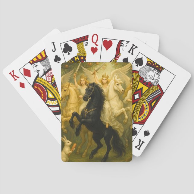 Majestic Horses And Guardian Angels Playing Cards (Back)