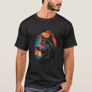 Majestic Husky Against a Sunset Sky Serenity View T-Shirt