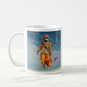 Majestic Indian Elder Kite Flying on the Beach Coffee Mug