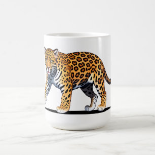 Majestic Jaguar Illustration with Vibrant Fur Patt Coffee Mug