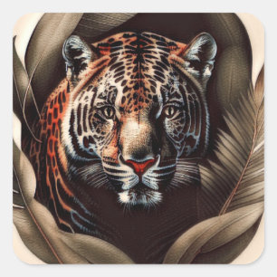 Majestic Jaguar - King Of The Jungle Square Sticker